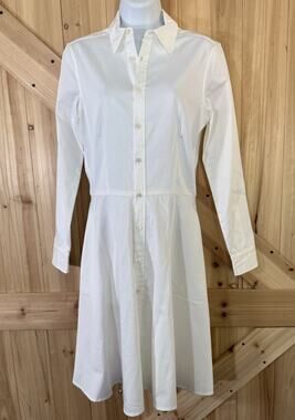 NWT Serena & Lily White Button Front Shirt Dress Fit & Flare Preppy USA Sz 4